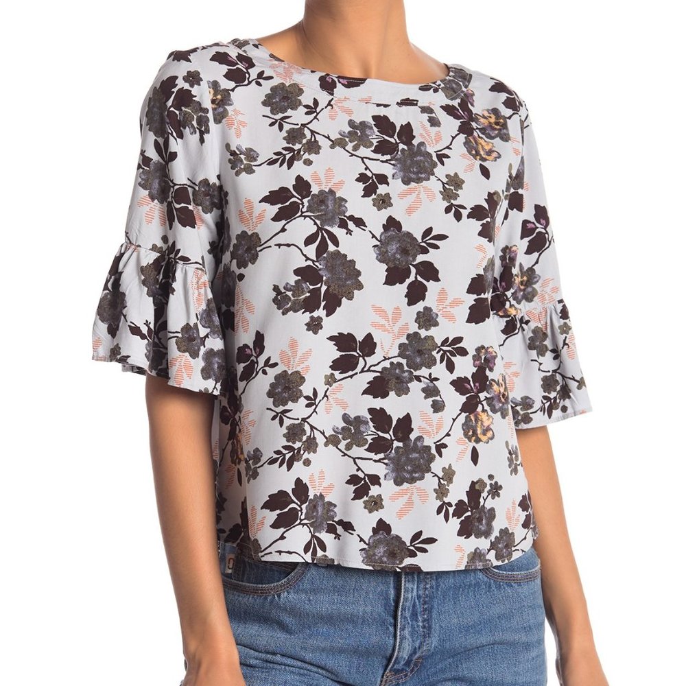 Ruffle Sleeve Floral Boxy Tee
